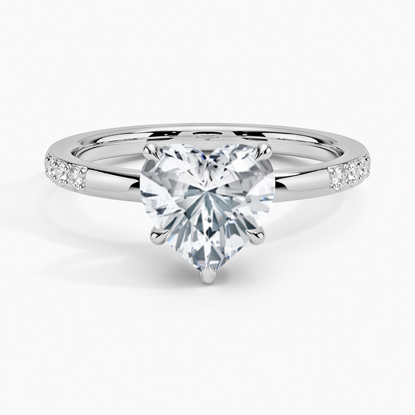 Bague de fiançailles Danica [sertissage uniquement] - EC107H avec diamant naturel en forme de coeur de 0,18 carat