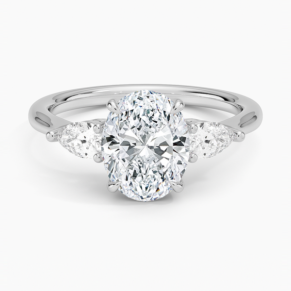 Opera Three Stone Diamond Engagement Ring  [Setting Only] - EC120O With 5.21 Carat Oval Shape Lab Diamond