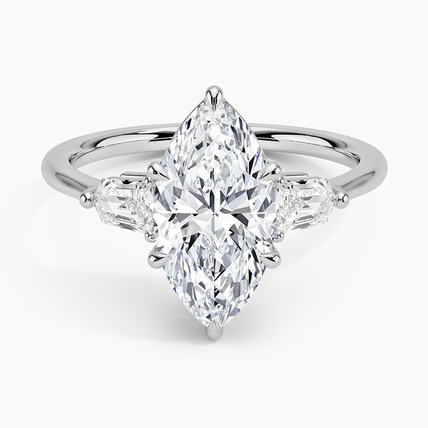 Bullet Shape Three Stone Diamond Engagement Ring [Setting Only] - EC128M