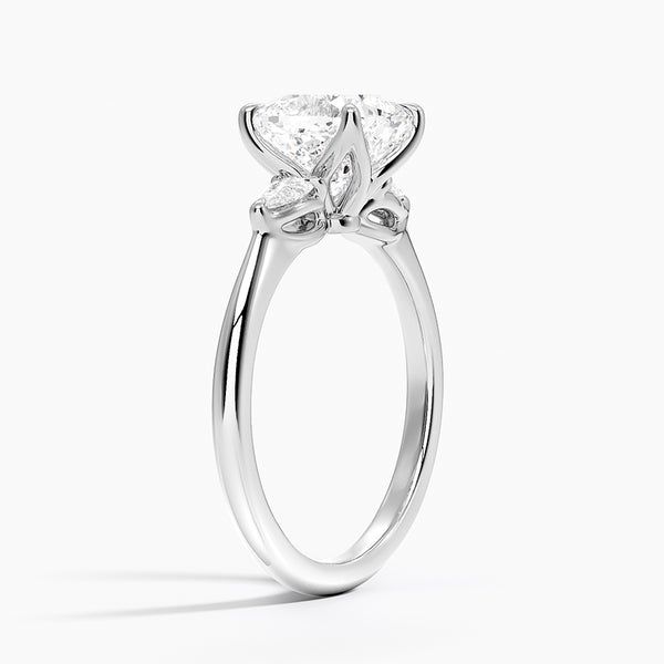 Petite Fleur Three Stone Diamond Engagement Ring [Setting Only] - EC127C