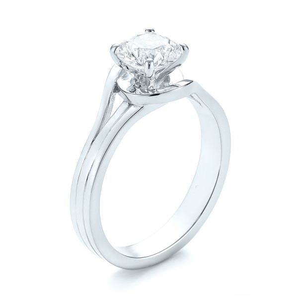 Bague de fiançailles solitaire à diamant personnalisée [monture uniquement] - EC068 avec un diamant de laboratoire de forme ronde de 1,3 carat