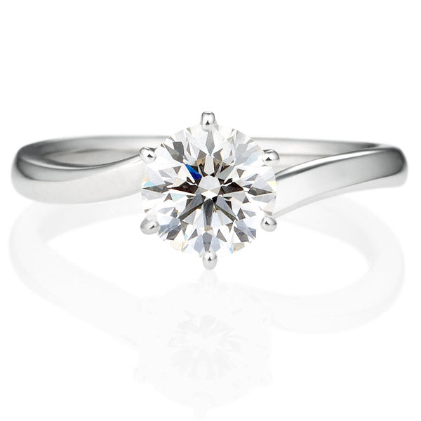 Six Prong Twist Round Brilliant Engagement Ring [Setting Only] - EC009 With 1.55 Carat Round Shape Lab Diamond