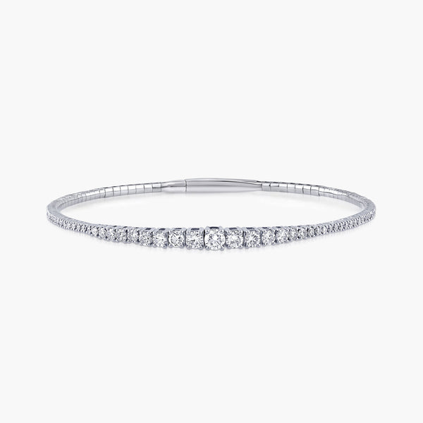 Round Diamond Graduated Flexible Bangle