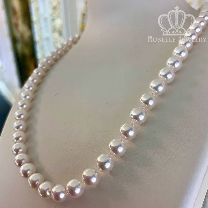 Tsukihana™ Premium Akoya Pearl Necklace 14K White Gold Clasp - AKP002 - Roselle Jewelry