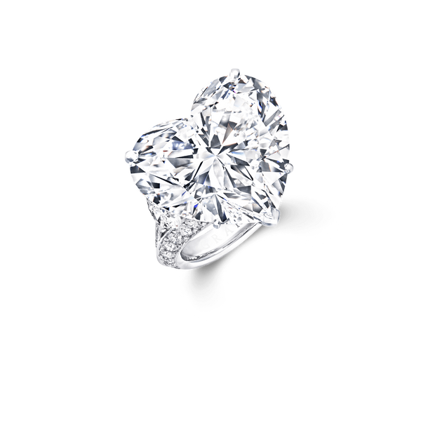 18K White Gold Heart Shape Side Stone Customize Engagement Ring - TH10 - Roselle Jewelry