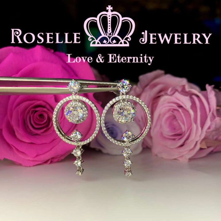 Sparkling Circle Drop Earrings - DE13 - Roselle Jewelry