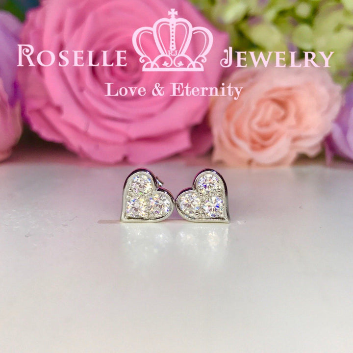 Heart Shape Stud Earrings - HE1 - Roselle Jewelry