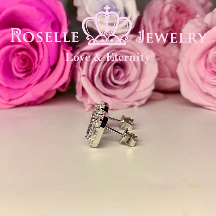 Asscher Cut Enclose Stud Earrings - EA1 - Roselle Jewelry