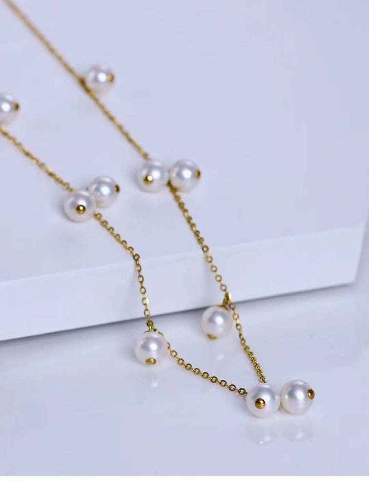 18K Gold 6-7mm Freshwater Pearl Necklance - TS026 - Roselle Jewelry