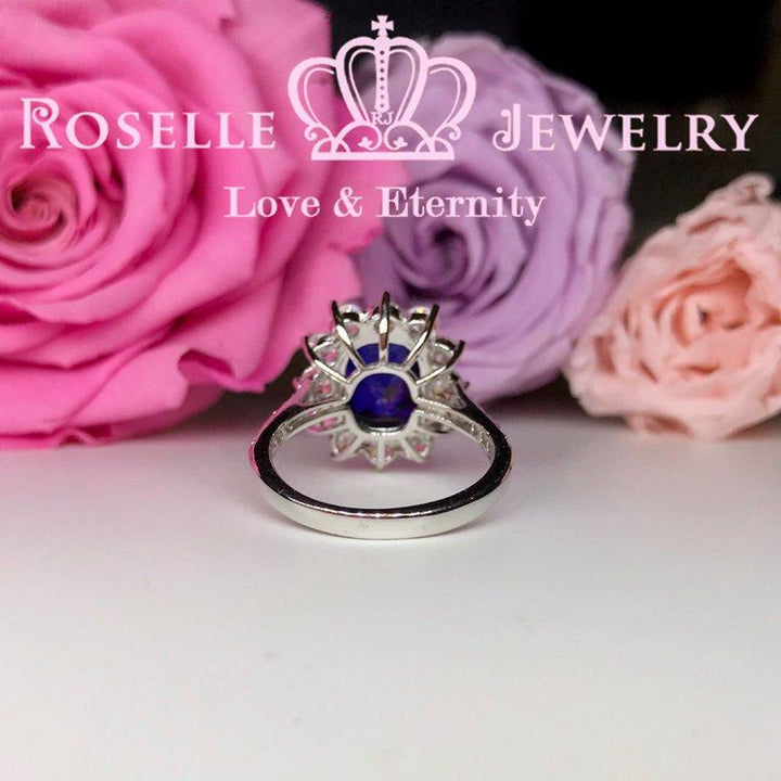 Lab Grown Sapphire Cushion Cut Halo Engagement Rings - OS2 - Roselle Jewelry