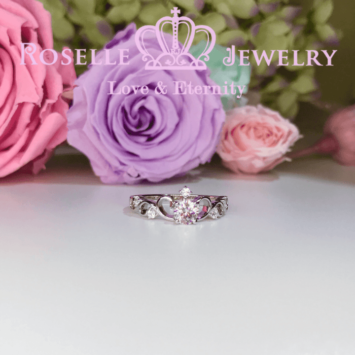 Crown Side Stone Engagement Ring - TN1 - Roselle Jewelry