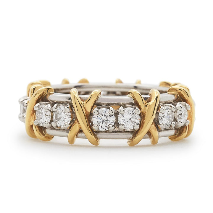 1.14CTW 18K Two Tone Gold Eternity Fashion Diamond Band Ring - FR001 - Roselle Jewelry